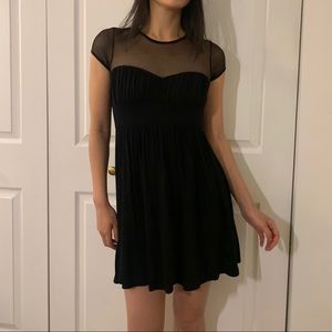 Black sweetheart neckline mesh mini dress, S